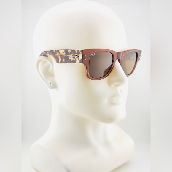 Ray-Ban Sunglasses Mega Wayfarer RB0840-S Polished Transparent Frame Brown Lens - Picture 2 of 16